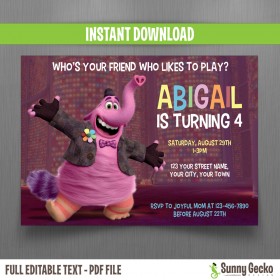 Inside Out Bing Bong Birthday Invitation